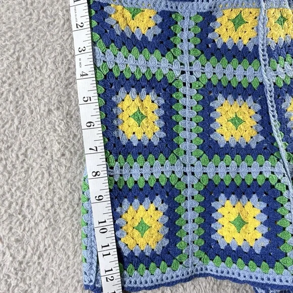 Zara Crochet Set Women Blue Yellow Small Granny Square Boho Festival Matching - Picture 14 of 16